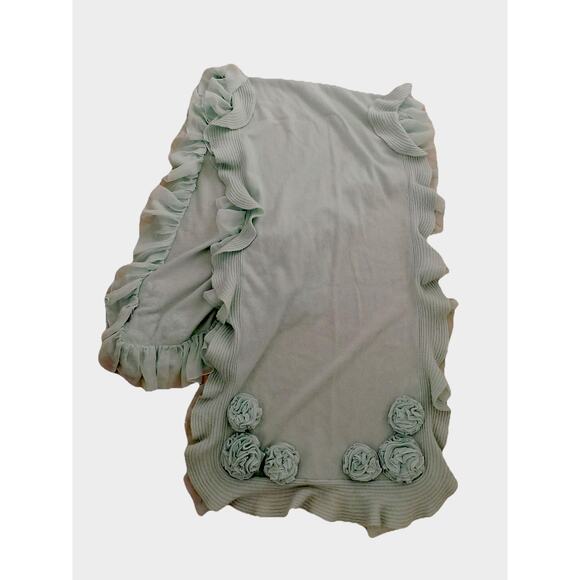 Magaschoni cashmere shawl wrap with rosettes 80 x 25 - Picture 6 of 9